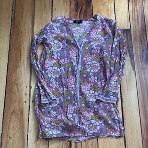 L’Habilleur Floral Long Sleeve Button-Up Tunic